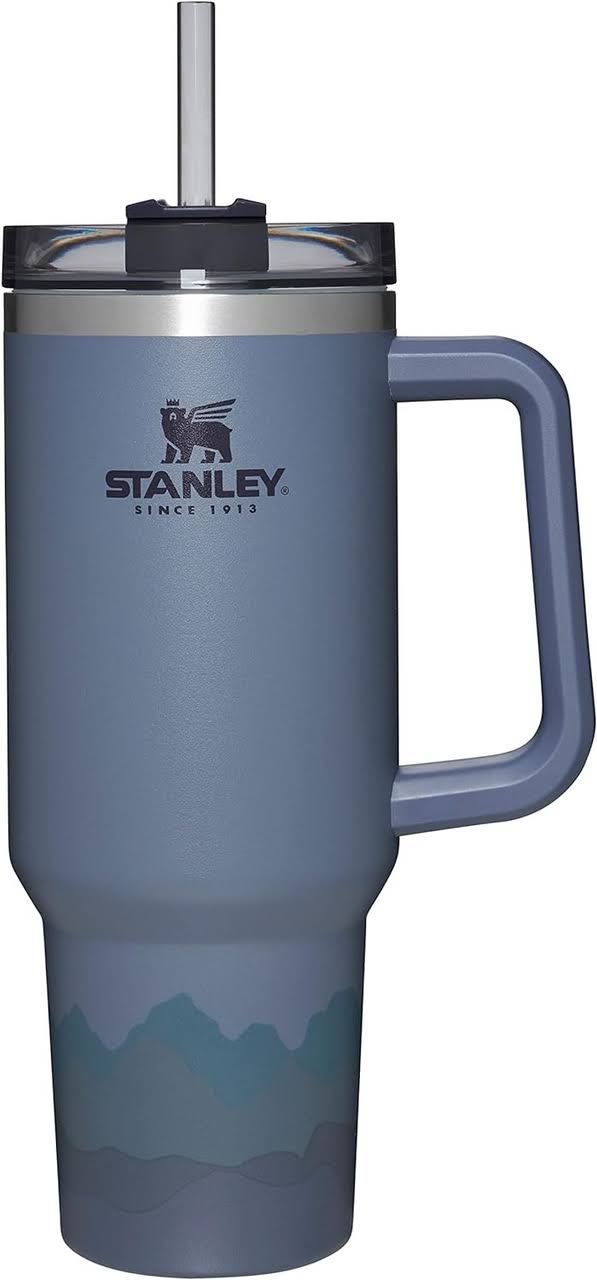 97645ad37769e6da3e49f5aa25c947b9a183c972a4f38da0fcf4df082c1594e9.jpg Stanley Dining | Stanley 40 oz. Adventure Quencher Tumbler Dusk Landscape | Color: Blue | Size: 40 oz | Shopper6565's Closet - Image 1