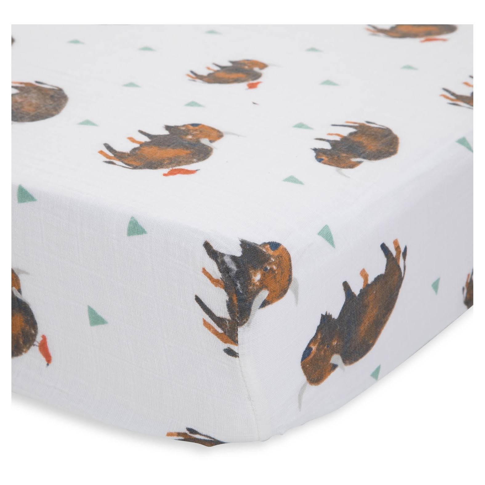 979b19d0e753dfbd817dc65047577c7a0d246ec450d874ba4b465a774e776b11.jpg Little Unicorn Cotton Muslin Crib Sheet - Bison - Image 1