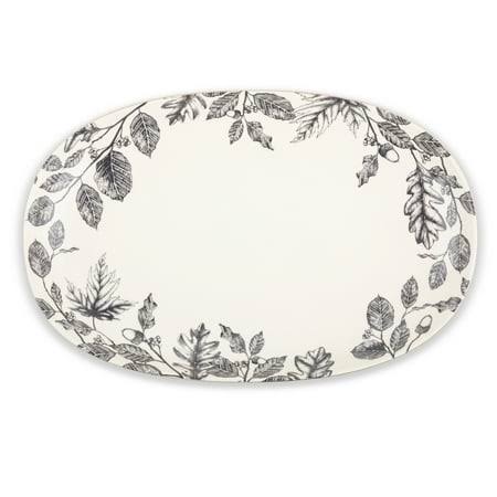 97a4e51745d78901693babc5eac64405947073c8ad8e577d990d19411f2bf09f.jpg Thyme & Table Stoneware Oval Serving Platter, Harvest, White - Image 1