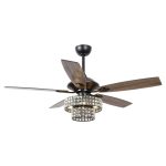 Parrot Uncle F6215BK110V Rafferty 52 in. Modern Indoor Black Dual Crystal Ceiling Fan with Remote and Light Kit