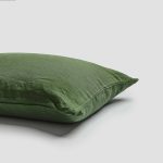 Forest Green Linen Pillowcases (Pair) Size Square by Piglet in Bed