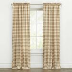 Kate Aurora Country Farmhouse Buffalo Check Plaid Gingham Window Curtains - Linen - 42 in. W x 63 in.