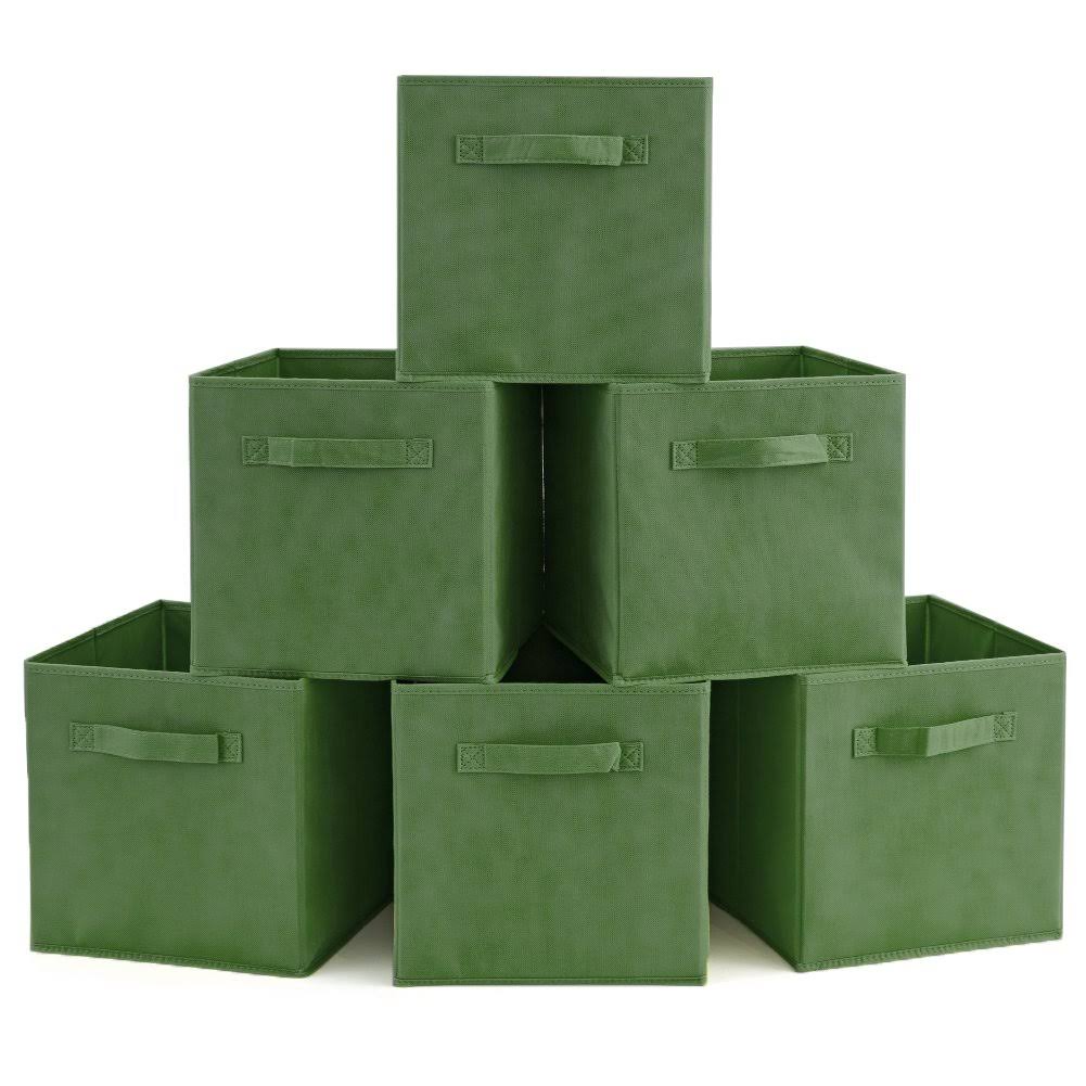 97eb5738afbdfc637cd7196f13ea048c242f618bb34b8dbfc6b878e8cbb2fdf1.jpg EZOWare Set of 6 Basket Bins Collapsible Storage Organizer Boxes Cube for Nursery Home (Kale Green) - Image 1