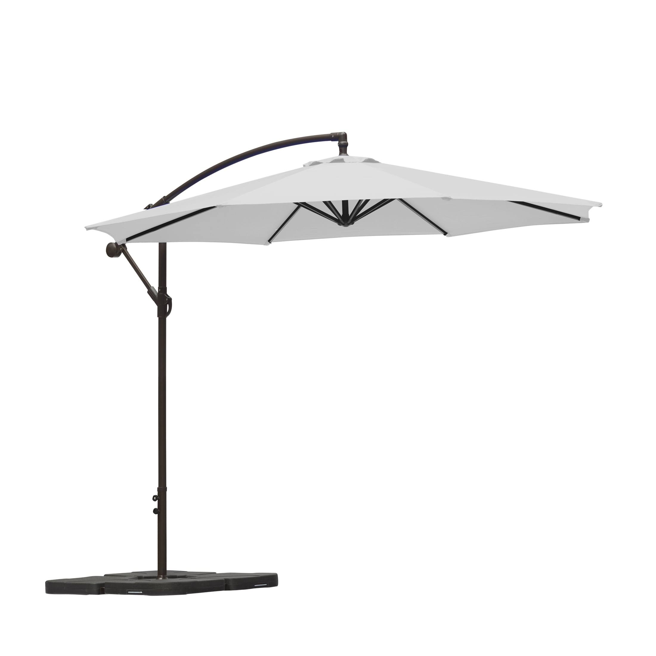 9805a121ff9a79ce6653c82322cbd17ae0626202731331d5c374c001a264a2d2.jpg 10' Outdoor Patio Cantilever Offset Umbrella with Base Weights - White - Image 1