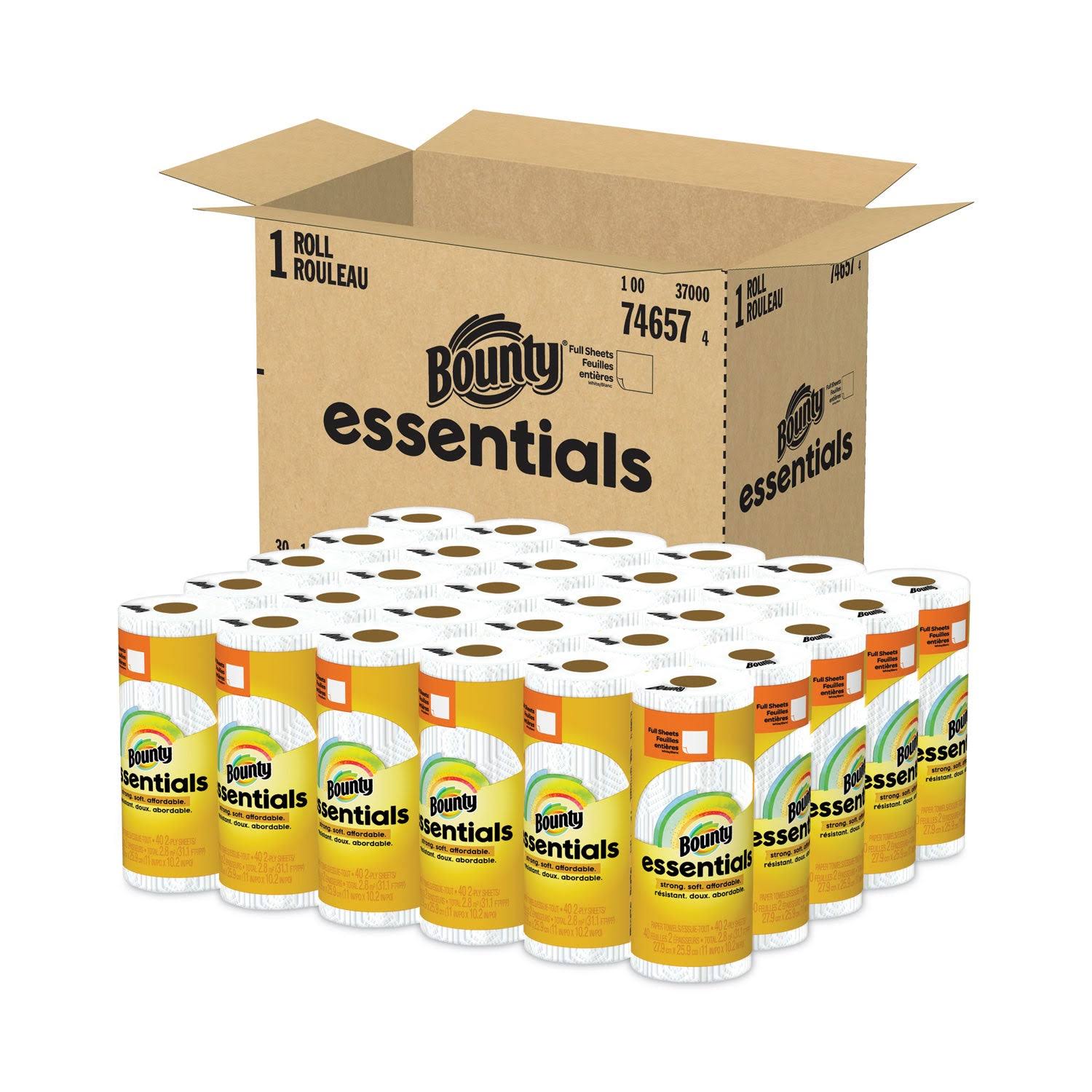 9806e772134c577a40c06679a7236bb59261faab106c069fff7268a0e185bba9.jpg Bounty Essentials Paper Towels, 40 Sheets/Roll, 30 Rolls/Carton - Image 1
