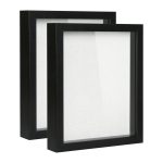 Muzilife Shadow Box Picture Frame with Linen Board Deep Wood Glass Display Case Ready to Hang Memory Box Baby Sports Memorabilia, Pins, Awards, Medal