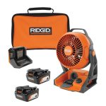 Ridgid R860721B-AC93044SBN 18V Cordless Hybrid Jobsite Fan with (2) 4.0 Ah Batteries, Charger, and Bag
