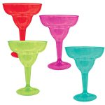 Fiesta Plastic Margarita Glasses, 10 oz, Assorted - 20 count