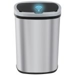 Kitchen Trash Can Automatic Trash Can Trash Can with Lid 50 Liter 13 Gallon Touch Free High-Capacity Brushed Stainless Steel Waste Bin for Bathroom