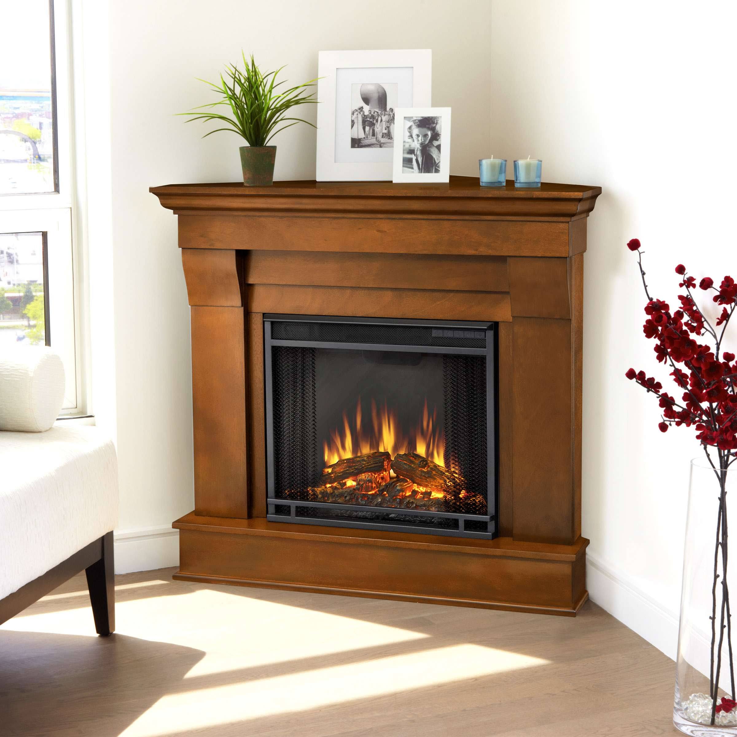 98a822e7f2be7e521e0bc44b7450fc8018bbc13f9bf96c045e6f8352910b5cea.jpg Real Flame Chateau Corner Electric Fireplace, Espresso - Image 1