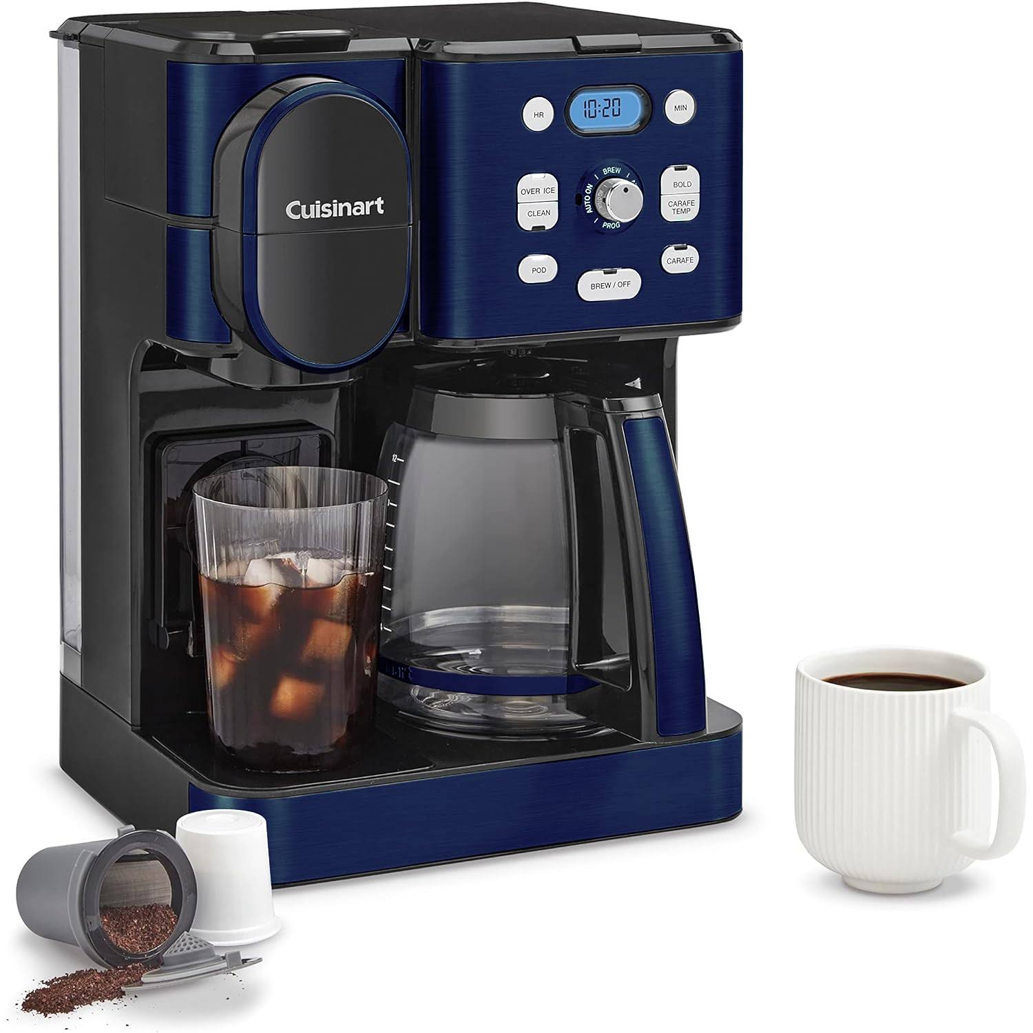 98afa509f3b7426125360ad2a932b42adaf300c37a40ff1378c2bbdce495220b.jpg Cuisinart SS-16 Coffee Center 2-in-1 Coffeemaker and Single Serve Combo Brewer, Navy Blue - Image 1