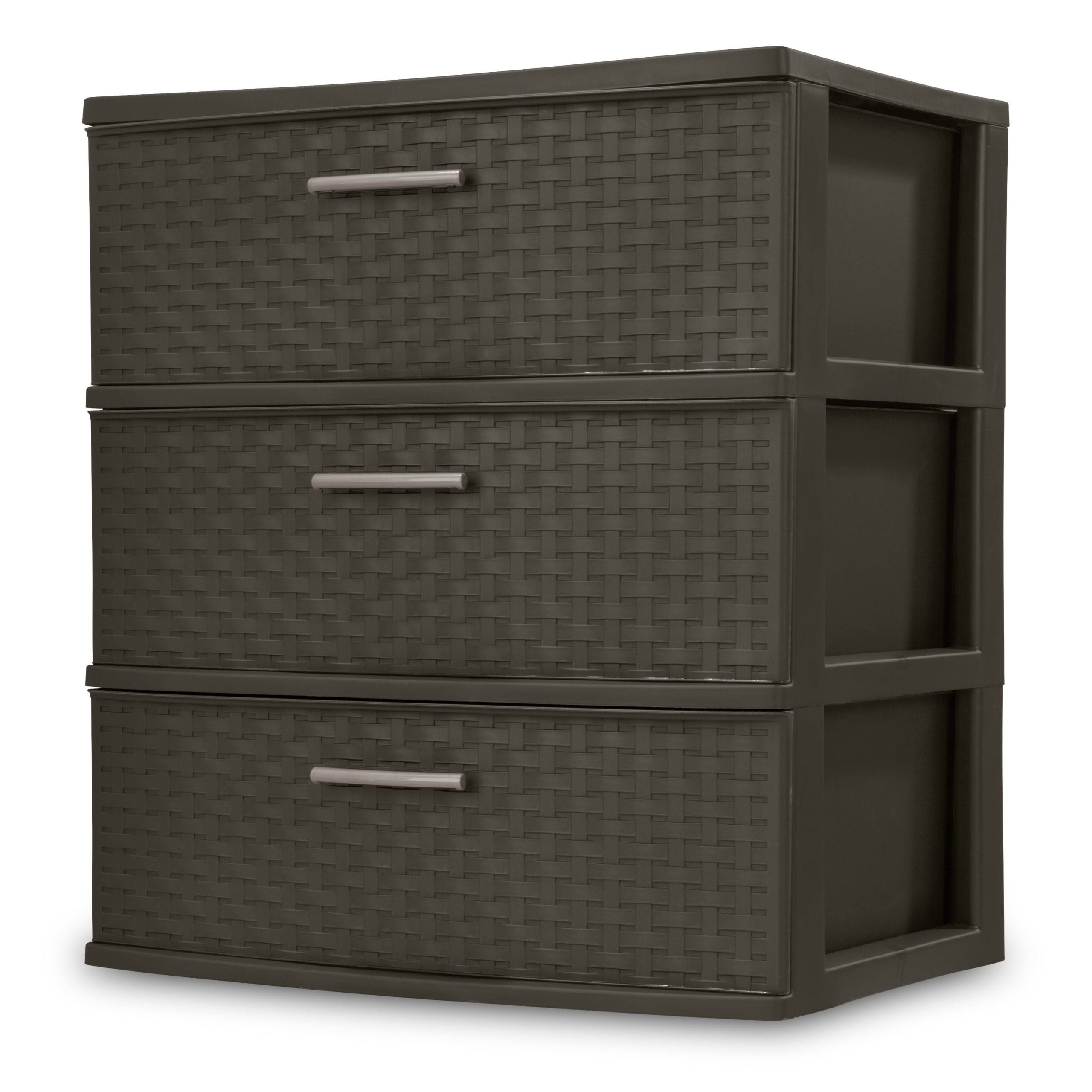 98c71afc969a02b4749c5fa0697fb8a45d1e5808ad56c0f28d7446e316577e41.jpg Sterilite 3 Drawer Wide Weave Tower Espresso - Image 1