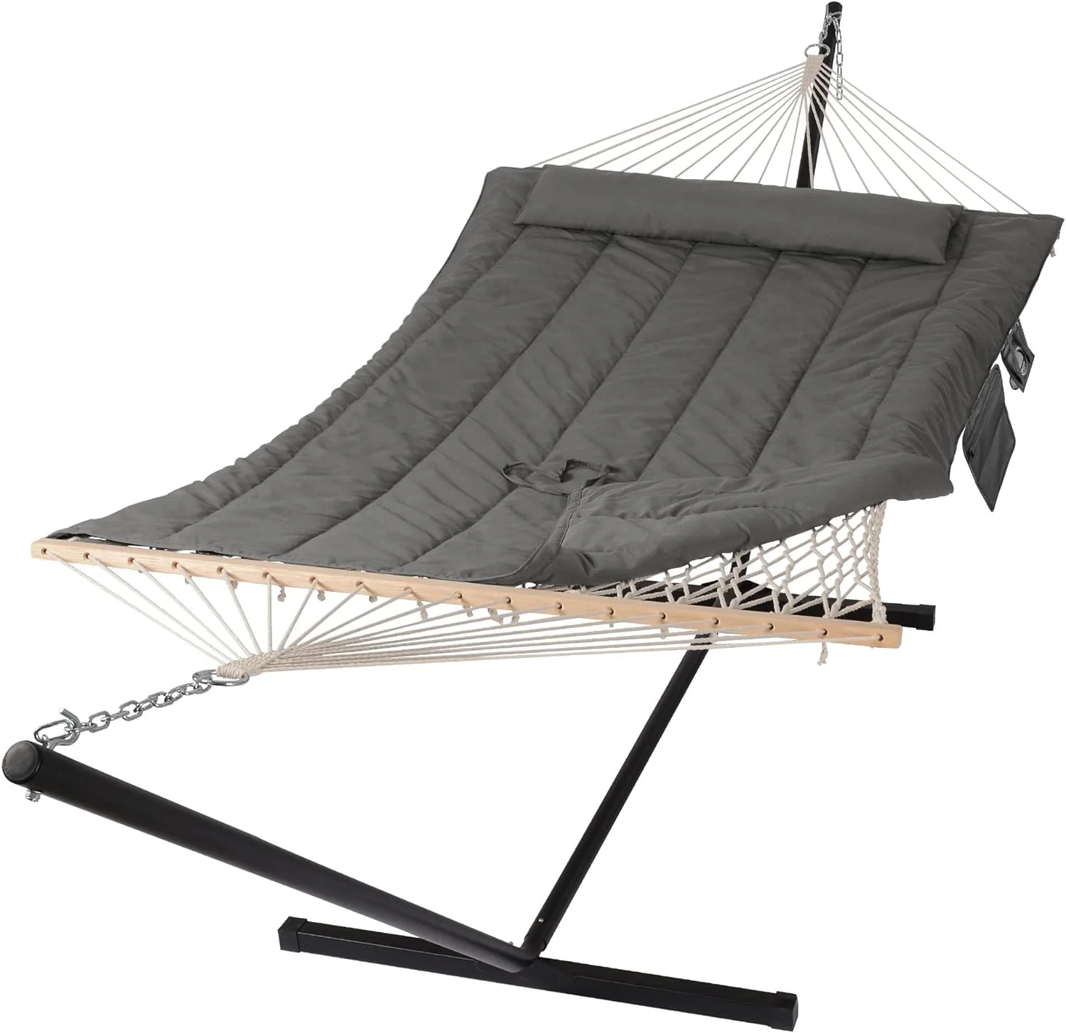 98ea06b3e2b361d6e61b686ed1f32a2eed3682a0dff0f09ed0a5651eafd56661.webp SUNCREAT Double Outdoor Hammock with Stand with Polyester Pad - Image 1