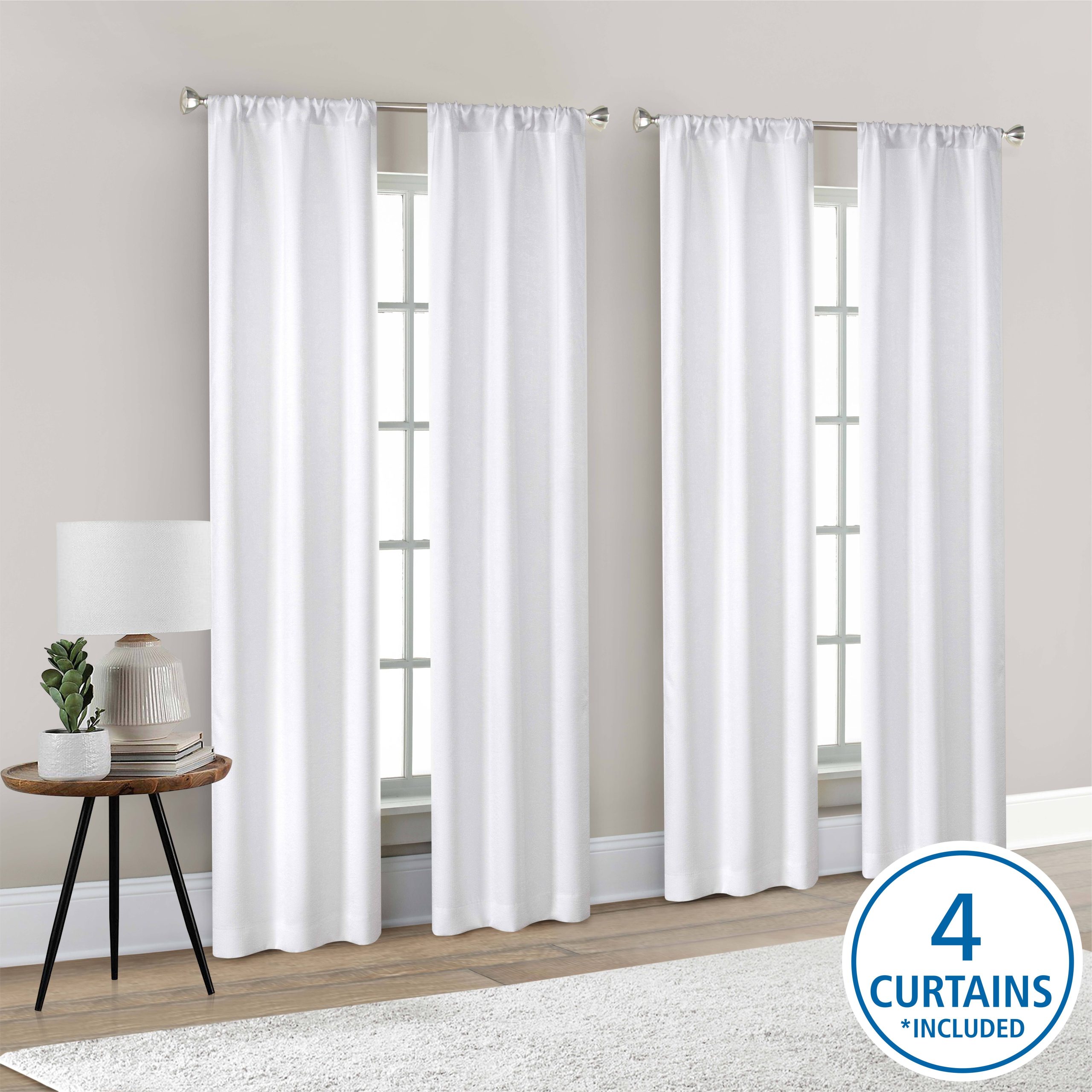 9901a5df47366d9a355d5b1cf0a0c54651ebef793c46470923f041651bcd45d0.jpg Mainstays A Kind Blackout Curtain Panel Set Polyester - White - 27.5 x 84 in - Image 1