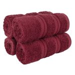 American Soft Linen 4 Piece 100% Turkish Cotton Best Washcloth Towel Set Bordeaux-Red