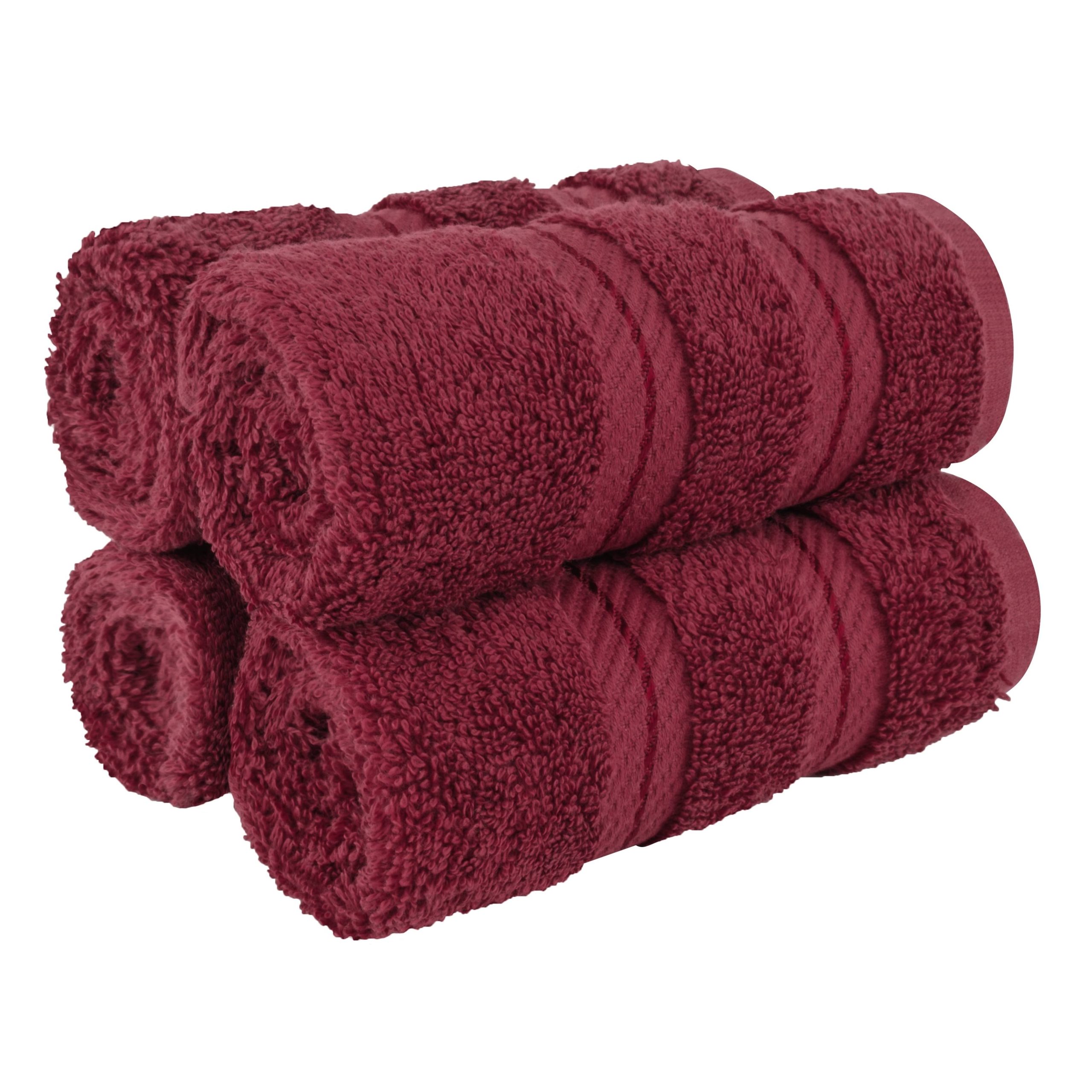 9911277ee74ff656b658fd3dd4565680bae720fdf261f6647b0252143c08b299.jpg American Soft Linen 4 Piece 100% Turkish Cotton Best Washcloth Towel Set Bordeaux-Red - Image 1