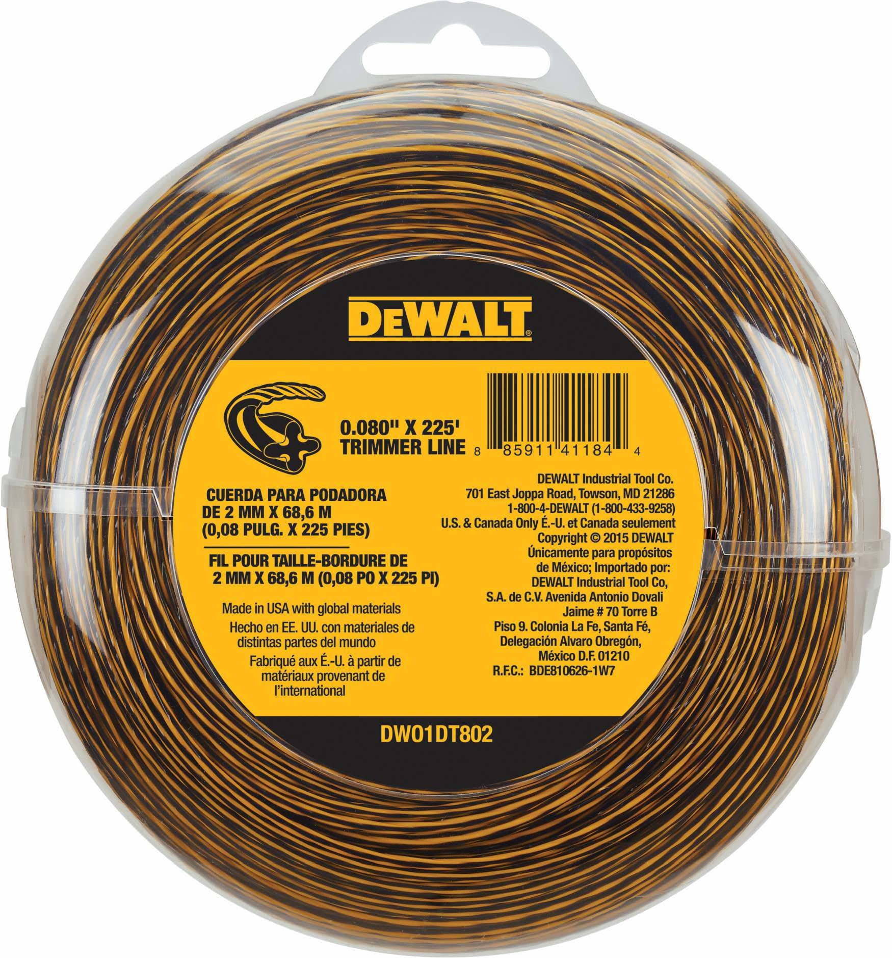 994e45a8ed89cb69edf619c72bc364ff7536b56202b4d70e02d9b0f9401891a2.jpg DeWalt - DWO1DT802 - 0.080 in. x 225 ft. Trimmer Line - Image 1