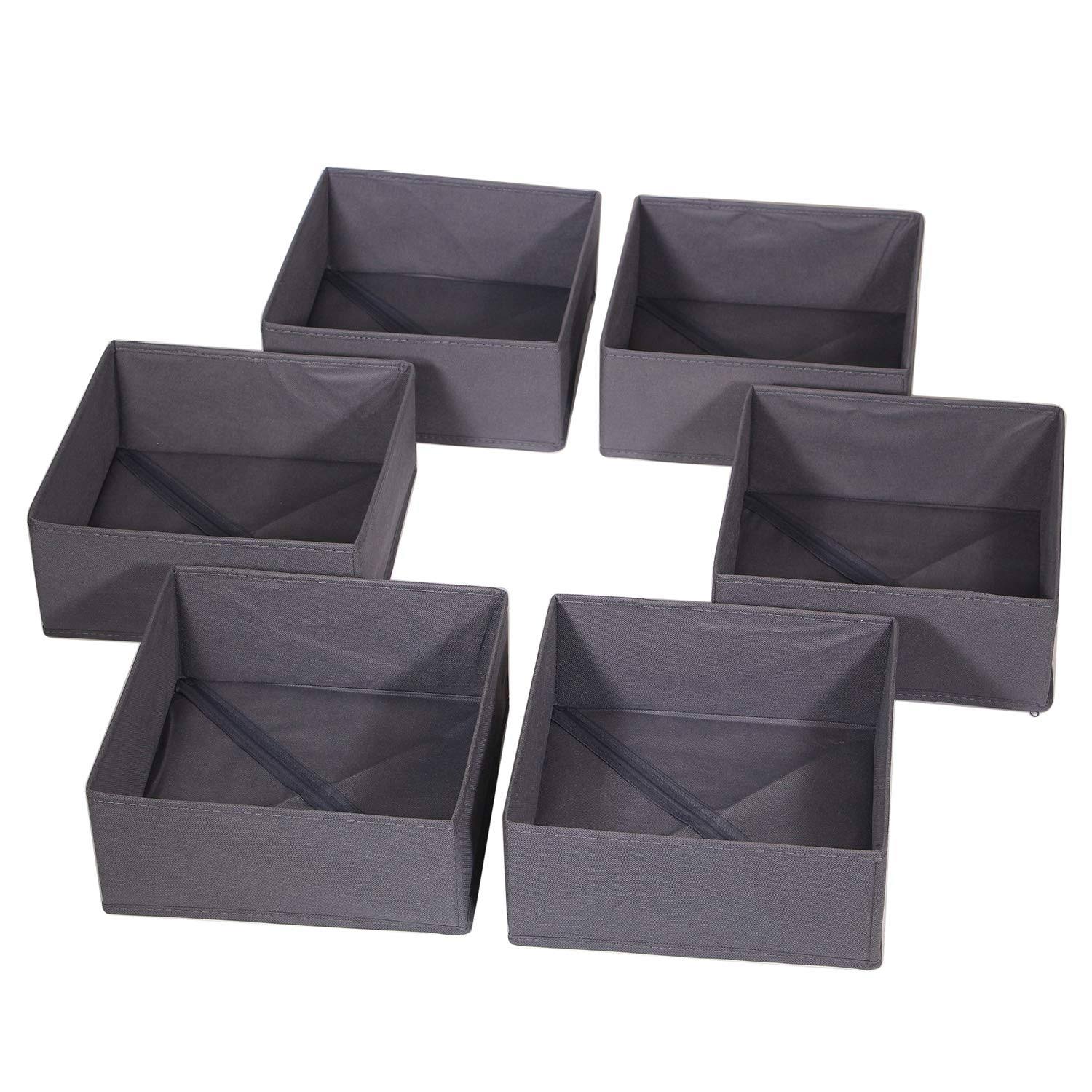 9958c8264f4dd92dc07589cb679aaa29007ade7b37d7e47357afbc76071f8bb0.jpg DIOMMELL 6 Pack Foldable Cloth Storage Box Closet Dresser Drawer Organizer Divider Fabric Baskets Bins Containers for Baby Clothes Underwear Bras - Image 1