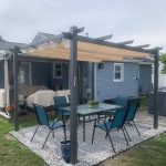 Purple Leaf 10' x 12' Outdoor Retractable Pergola with Beige Sun Shade Canopy for Backyard