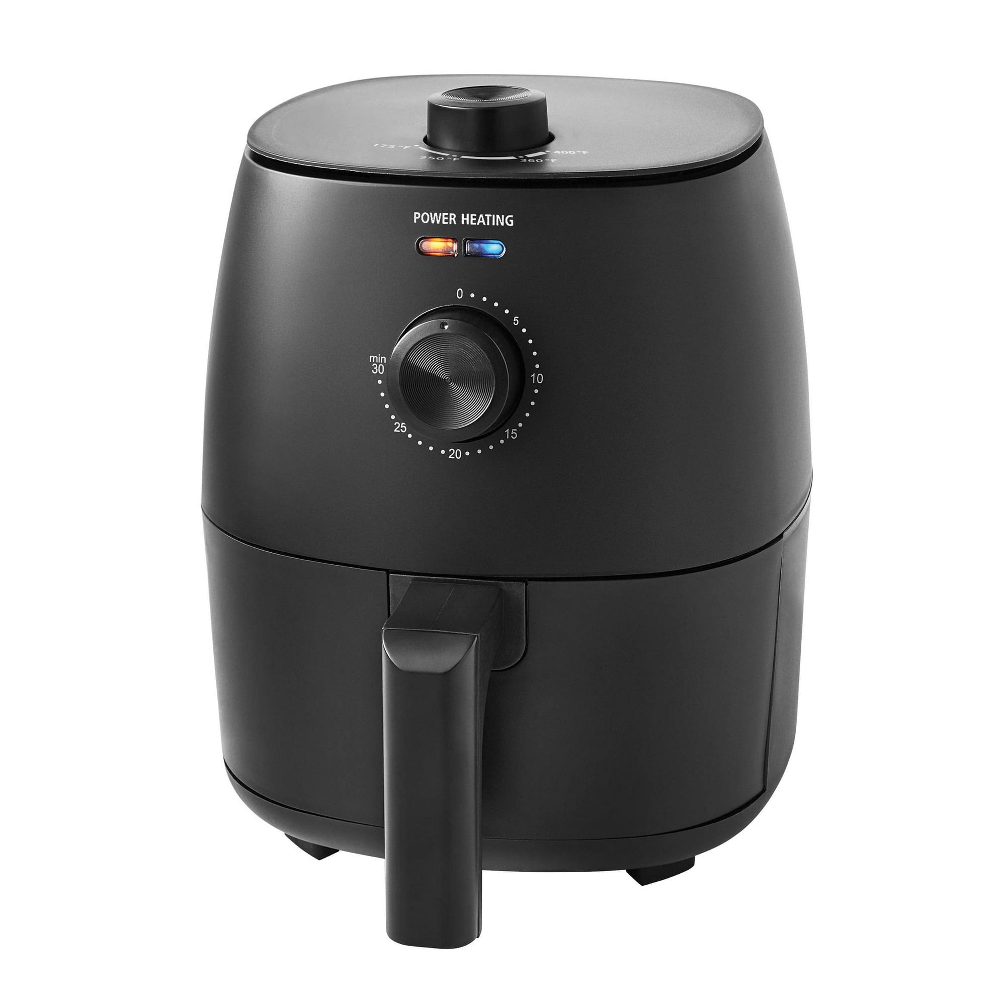 99677f4daa285c982241d6ebabe5ae85746f4a8b5d76d2116b39189352926e24.jpg Mainstays 2.2 Quart Compact Air Fryer, Non-Stick, Dishwasher Safe Basket, 1150W, Black,Height of 10.43 in - Image 1