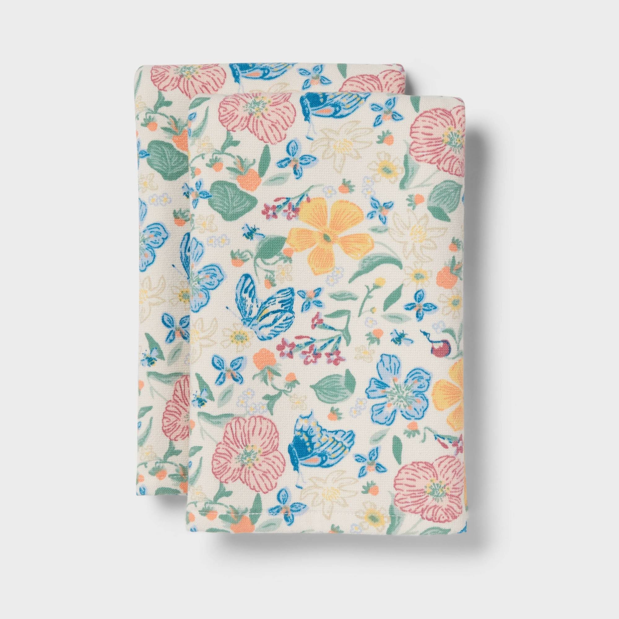 998f62b4b0d497d21e72b6d16b13df0d59269acb138afc54f7de1526224f595e.jpg 2pk Easter All Over Floral Printed Hand Towels White - Threshold - Image 1