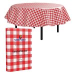 Exquisite Flannel Backed Vinyl Tablecloths, Solid Colour Premium Quality Waterproof Table Cover (180cm . Round, Red Gingham