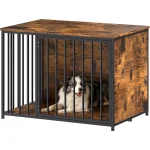 AECOJOY Dog Crate Furniture for Large and Medium Dogs, 36 Inch Wooden & Steel Decorative Indoor Kennel, Pet Cage End Table