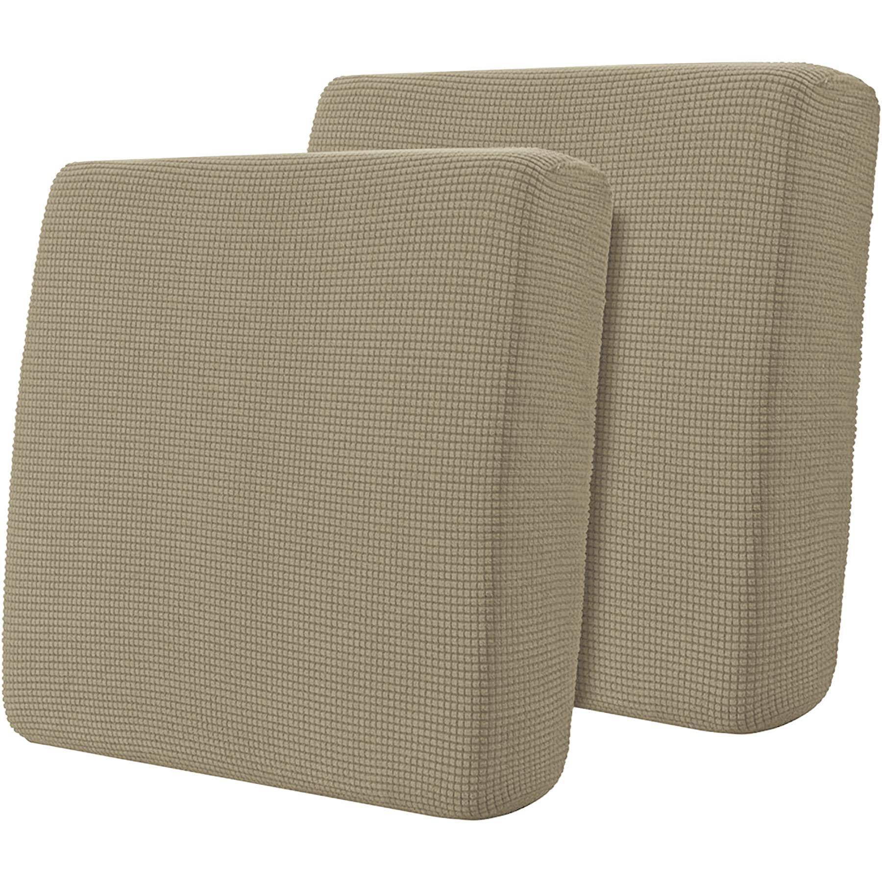 99aedd465350a17eb2050dfb2b901fabb7b630b4e2ed7506e414a492bbb08166.jpg Hokway Stretch Couch Cushion Slipcovers Reversible Cushion Replacement Slipcovers Sofa Cushion Covers(Sand,2) - Image 1