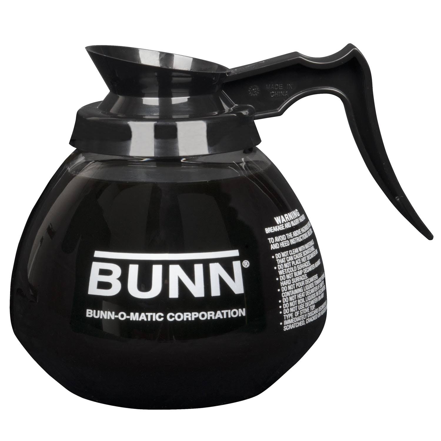 99c12f649c9d9269910095c58ba480df33e854d1c2a39456b021c2b60edb1276.jpg Bunn 12 Cup Commercial Glass Decanter with Black Handle (3 Pack) - Image 1