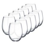 Luminarc Perfection Stemless Wine Glass Set of 12, 15 oz, Clear