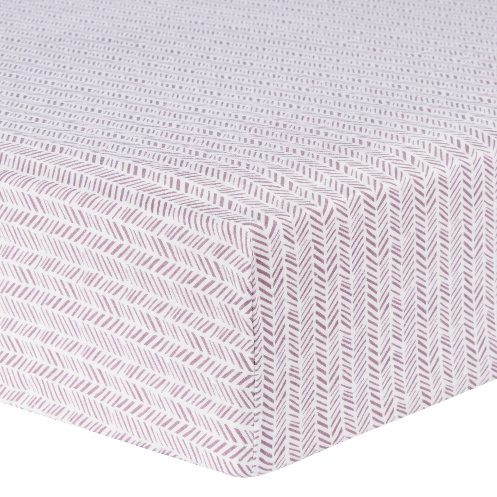 99ff08a2077598f3f9e36cc68101bc152128da56167b4e954136896bd1d823d8.jpg Trend Lab Lilac Herringbone Deluxe Flannel Fitted Crib Sheet - Image 1