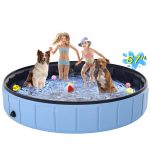 Large Foldable Dog Pool 67" x 12", Hyperzoo Oversize Collapsible Dog Pet Bathing Tub Portable Kiddie Pool Leakproof PVC Swimming Pool for Small