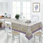 Home Bargains Plus Provence Rectangle Tablecloth, 52 x 70 inch, Spring Blanchard Field of Lilacs, Wrinkle and Stain Resistant Fabric Table Cloth