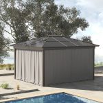 Outsunny Universal Gazebo Replacement Sidewalls Set of 4-Panel Privacy Wall for Most 10' x 10' Gazebo Canopy Pavillion Outdoor Shelter Curtains Access