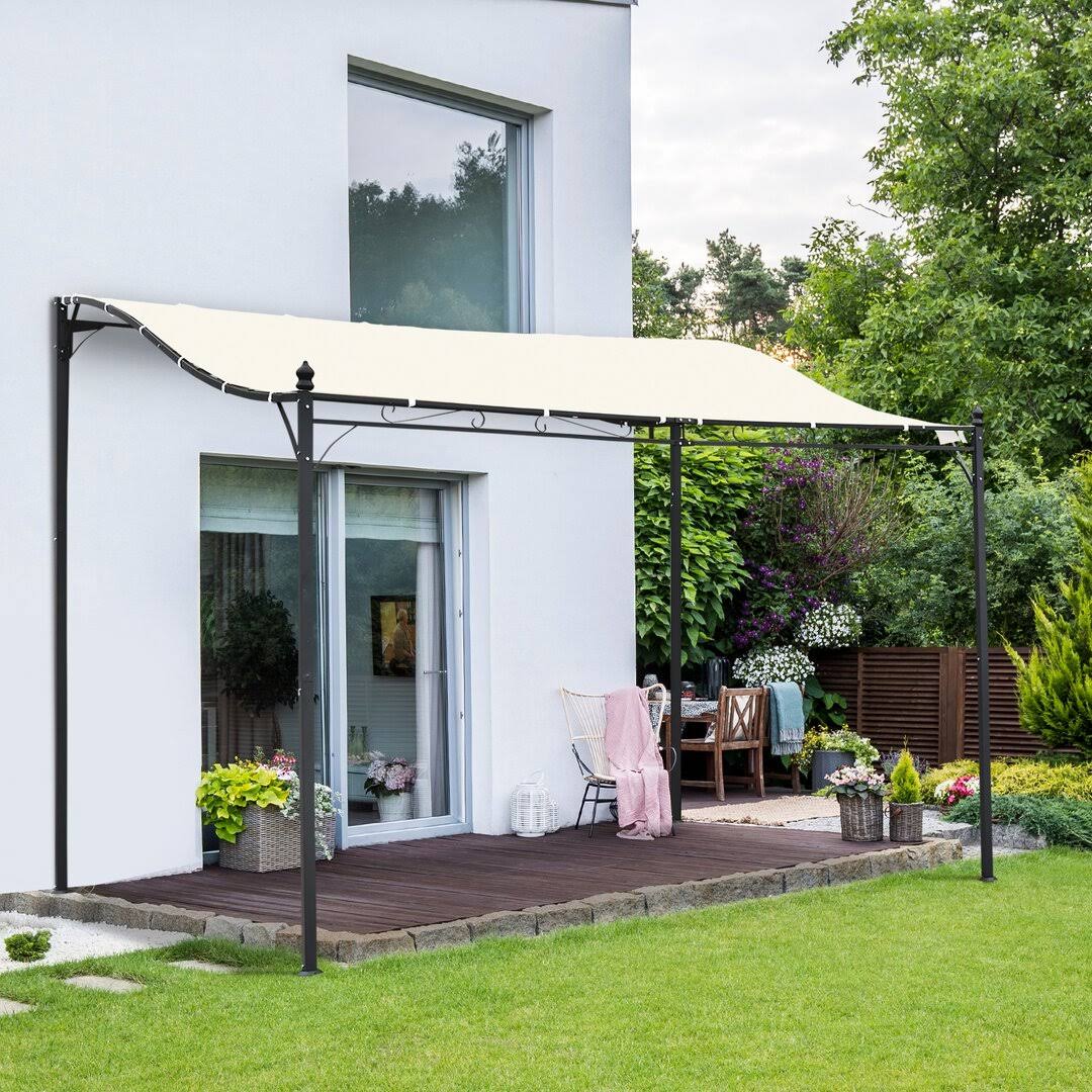 9a33a9f3698150ea6edb6f2dc86ce3dc5d21de4ad6da6ab5ebeb9919d12acc00.jpg 10 ft. W x 10 ft. D Steel Patio Gazebo Outsunny Roof Color: Beige - Image 1