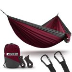 Camping Double Hammock | Best Portable Two Person Hammock Maroon/Charcoal