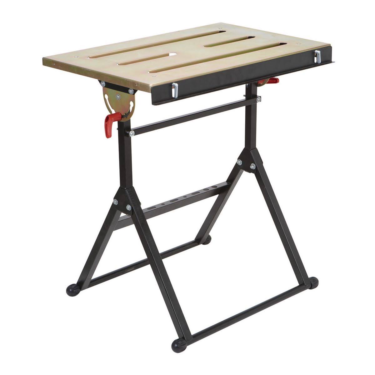 9a69459a198b6b5007b432e4ebc4bc5ce44532b44009499f3935b1e71068261d.jpg Chicago Electric 61369 Adjustable Steel Welding Table - Image 1