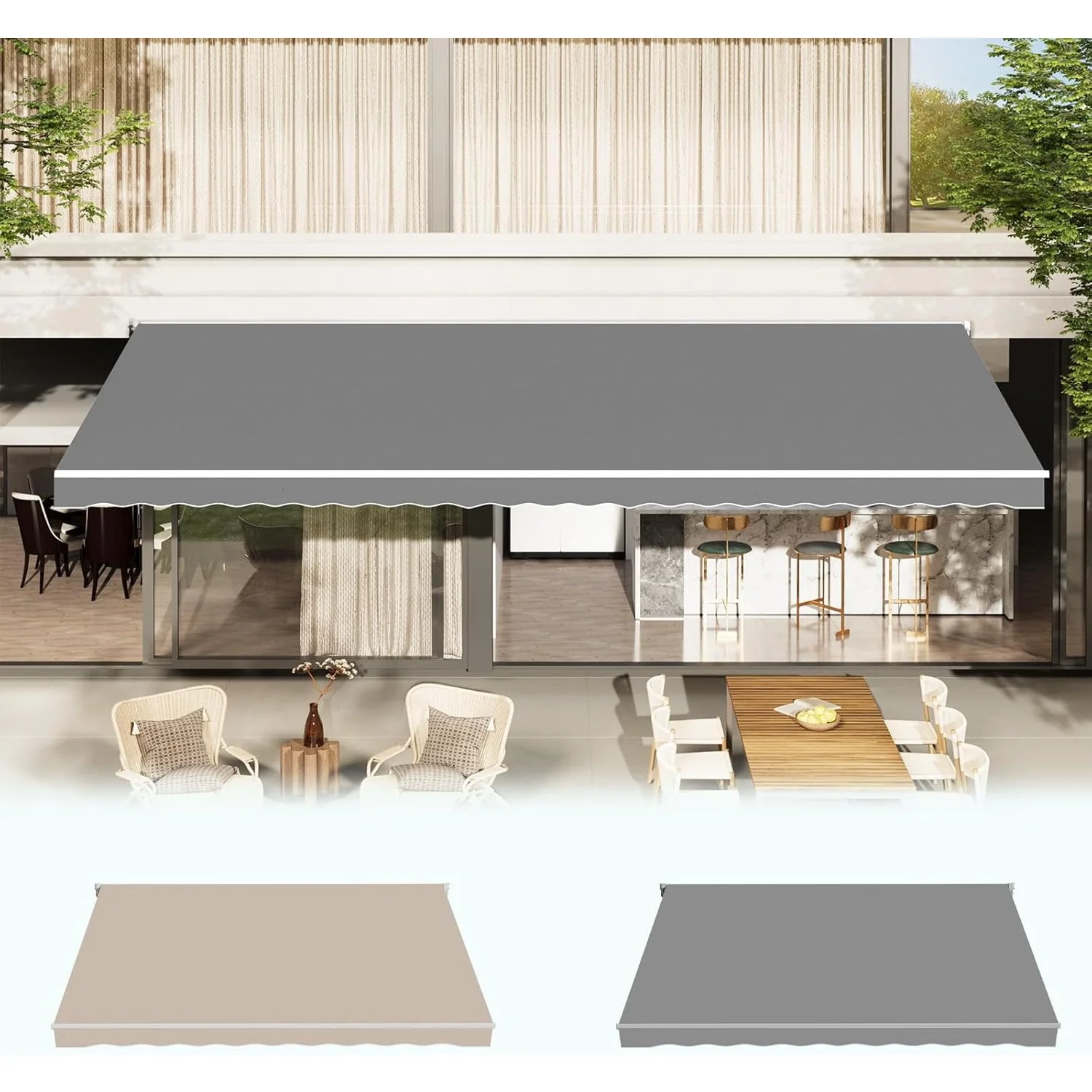 9aaffae9abf0585b11752f98a97362a35b16839fcf7c43b944adfec7fabd89b6.webp AECOJOY Retractable Awning Replacement, Sunshade Canopy for Patio Outdoor Awning (Without Frame), 280g/㎡ Polyester Fabric Cover - Image 1