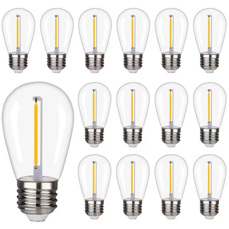 CLSETAIC Shatterproof LED String Lights, Waterproof, Warm White 2200K, 70lm, E26 Base - 15 Pack