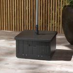 Outsunny 3-in-1 Outdoor Umbrella Base, Coffee End Table, Flower Box Planter with Drain Hole - Black