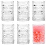 cosnou Consou Large Glasses Set of 6, 15 oz Hobnail Glassware Thick Glass Heavy Base