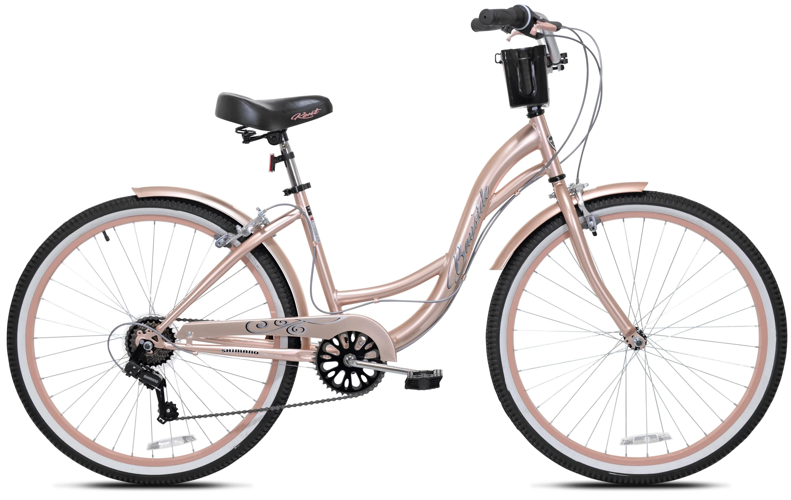 9b0ca422001c4ec4cc8b8e8130d7b4ee67f1629b405f9b608d942661cfac2c9f.webp Kent 26 In. Bayside Women'S Cruiser Bike, Rosé Gold - Image 1