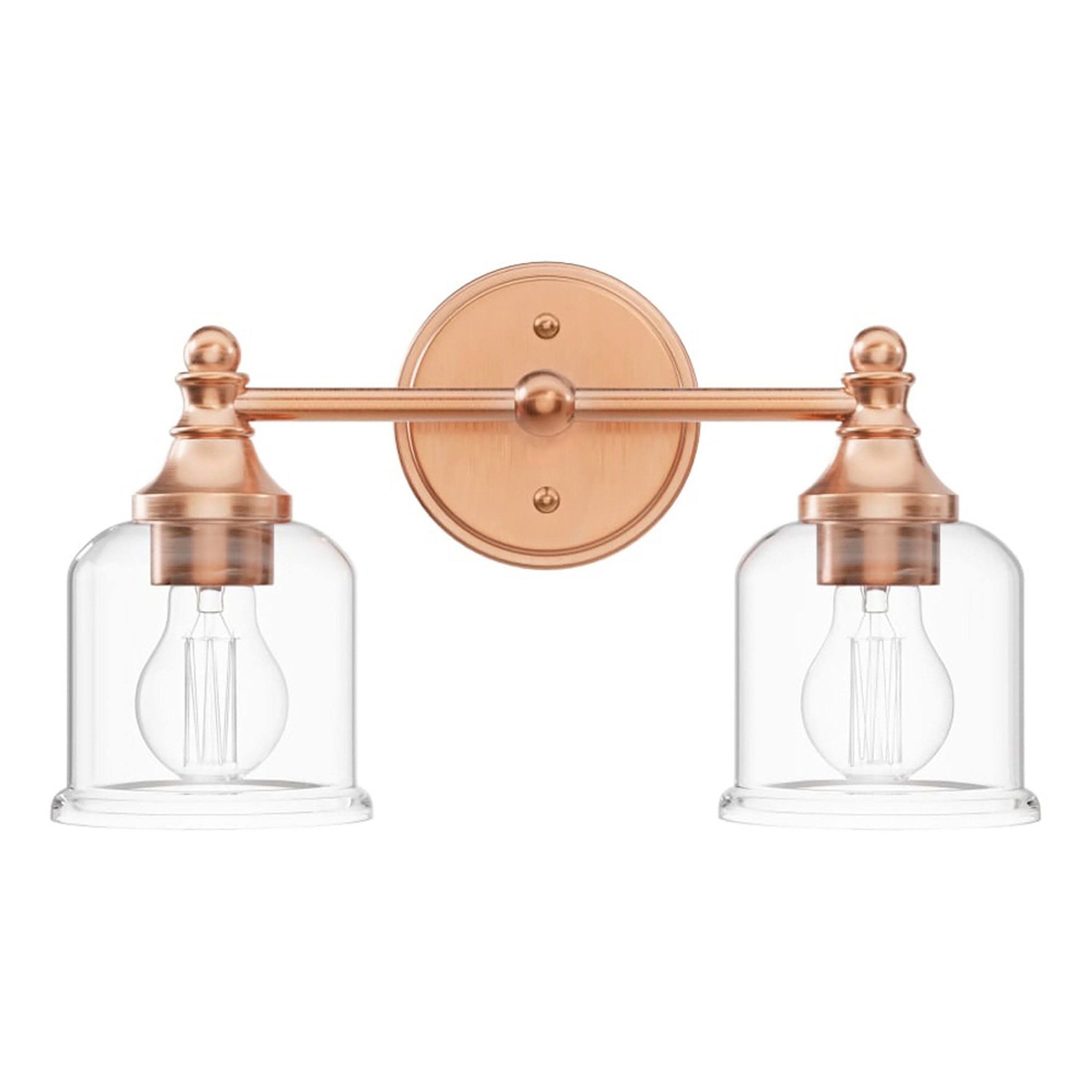 9b309c5d083f221f3a1e97c4dc141b655eb9f976bdd07b3764ab467ebd88fdf0.jpg Hesby 2 - Light 15" Wide Bathroom Vanity Light Signature Hardware Finish: Satin Copper - Image 1