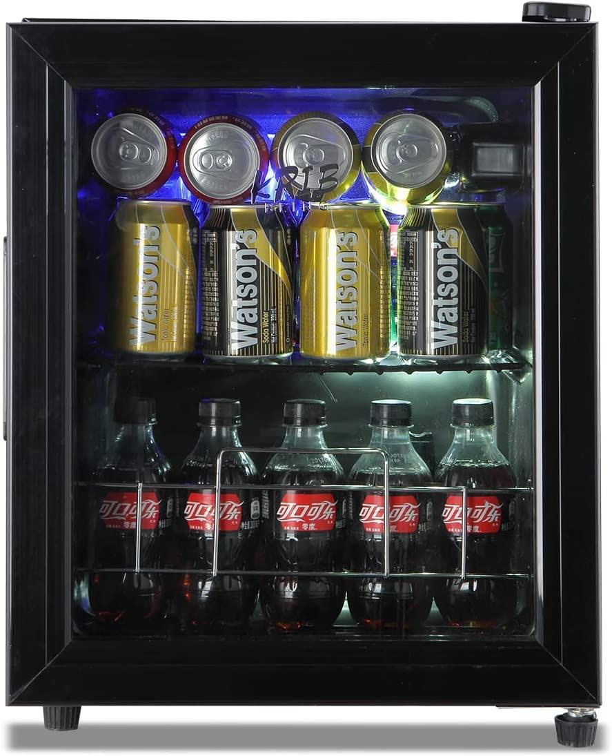 9b390b929ce18e9449c24cf546a9ba41ee8bae6919604dce2e4d743d9aabc2d2.jpg Krib Bling Beverage Refrigerator Cooler 75 Can Freestanding Beverage Cooler with Adjustable Shelving Glass Door for Beer Soda or Wine for Home - Image 1