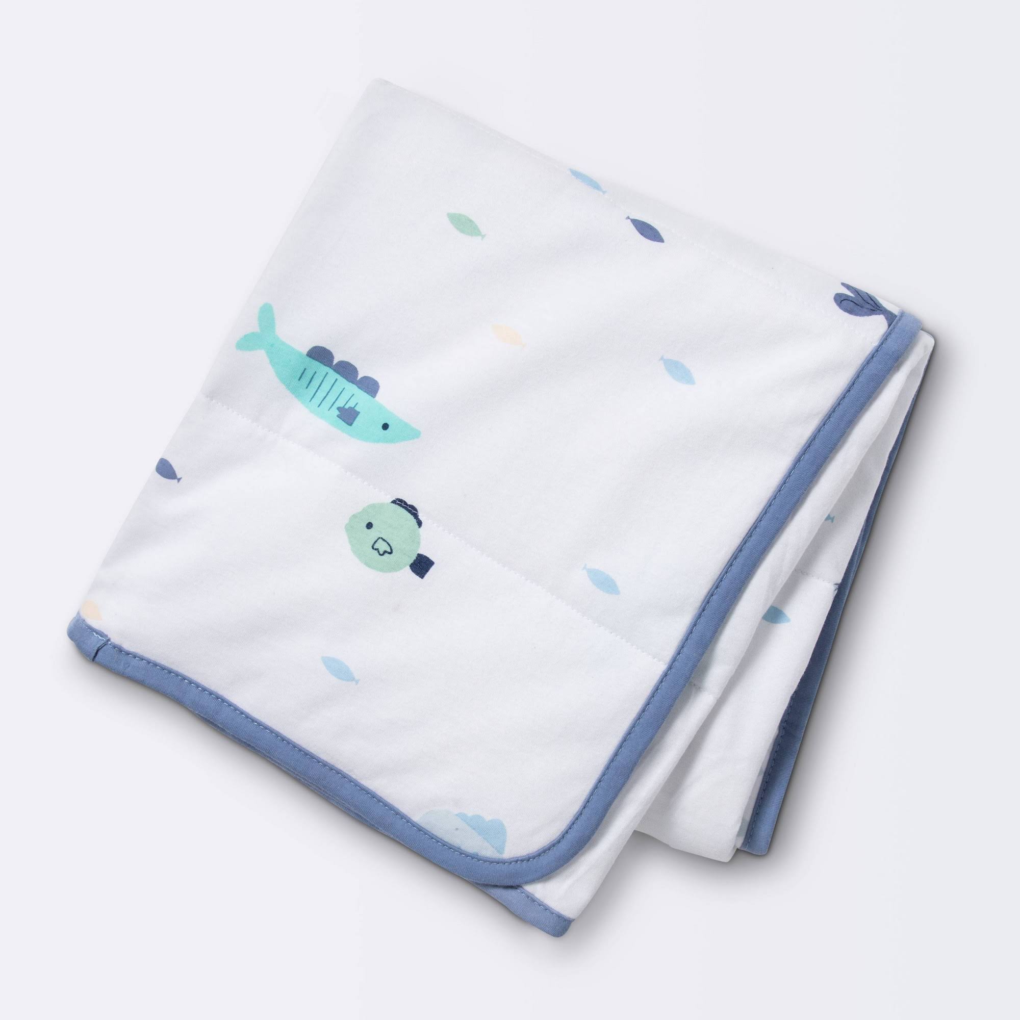 9b3b3f7411b103062a3144dfd7a4cbb8381a3de98000814dee574571729109d4.jpg Cloud Island Jersey Knit Reversible Blanket School of Fish | Target - Image 1