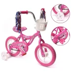 BMX 12 In. Kid'S Bike for 2 - 4 Years Old, Bicycle for Girls with Front Basket, EVA Tires with Training Wheels, Pink