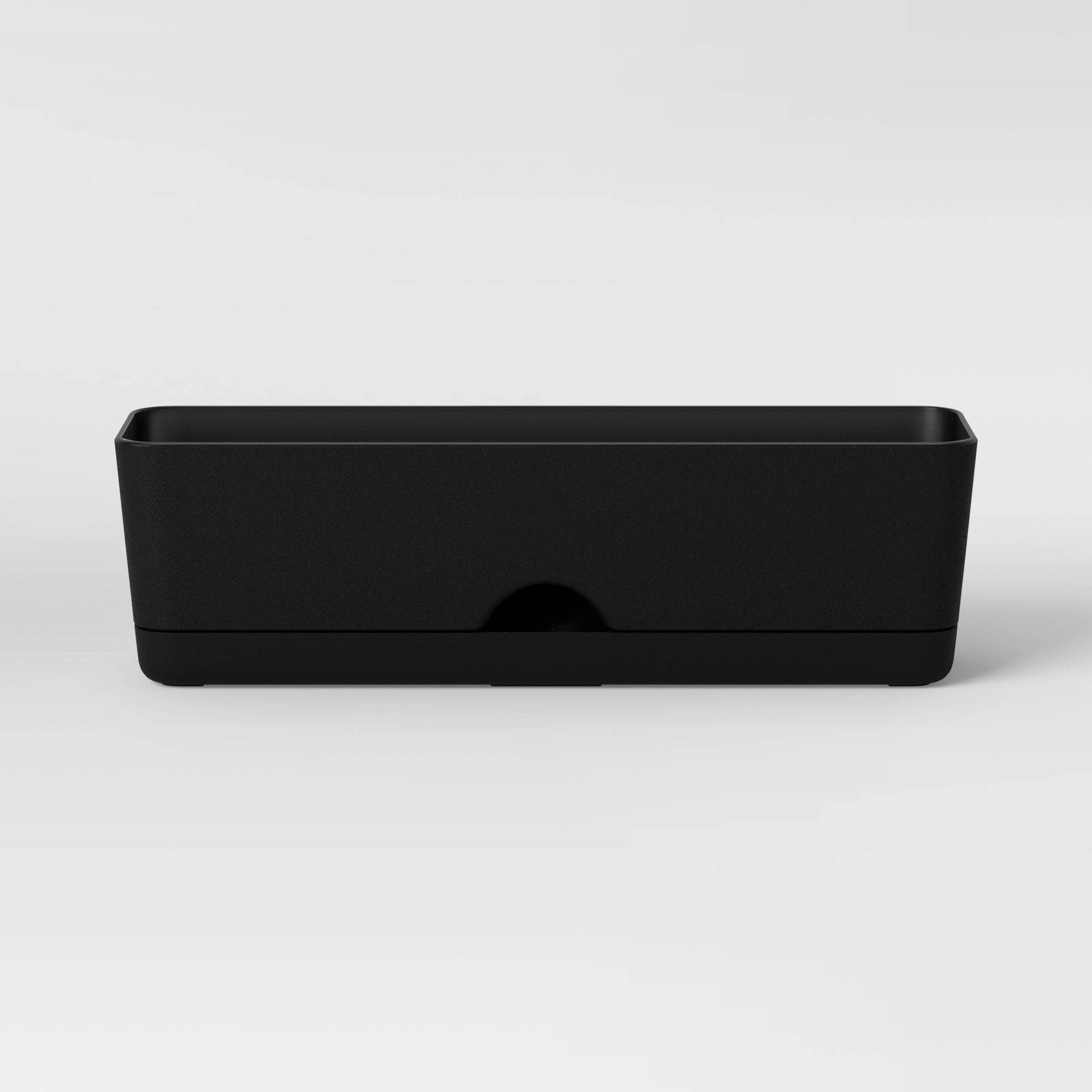 9b7aa82ae2886f954d9ff6cfbc773517e73f72b3ee4446aa49f317b416f37f11.jpg 16"x5" Indoor/Outdoor Rectangular Self-Watering Window Box Black - Room Essentials - Image 1