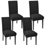 Aertiavty Chair Covers for Dining Room Set of 4 Chair Seat Cover for Dining Room Kitchen, Parsons Chair Covers Dining Chair Slipcover, Bla, Black