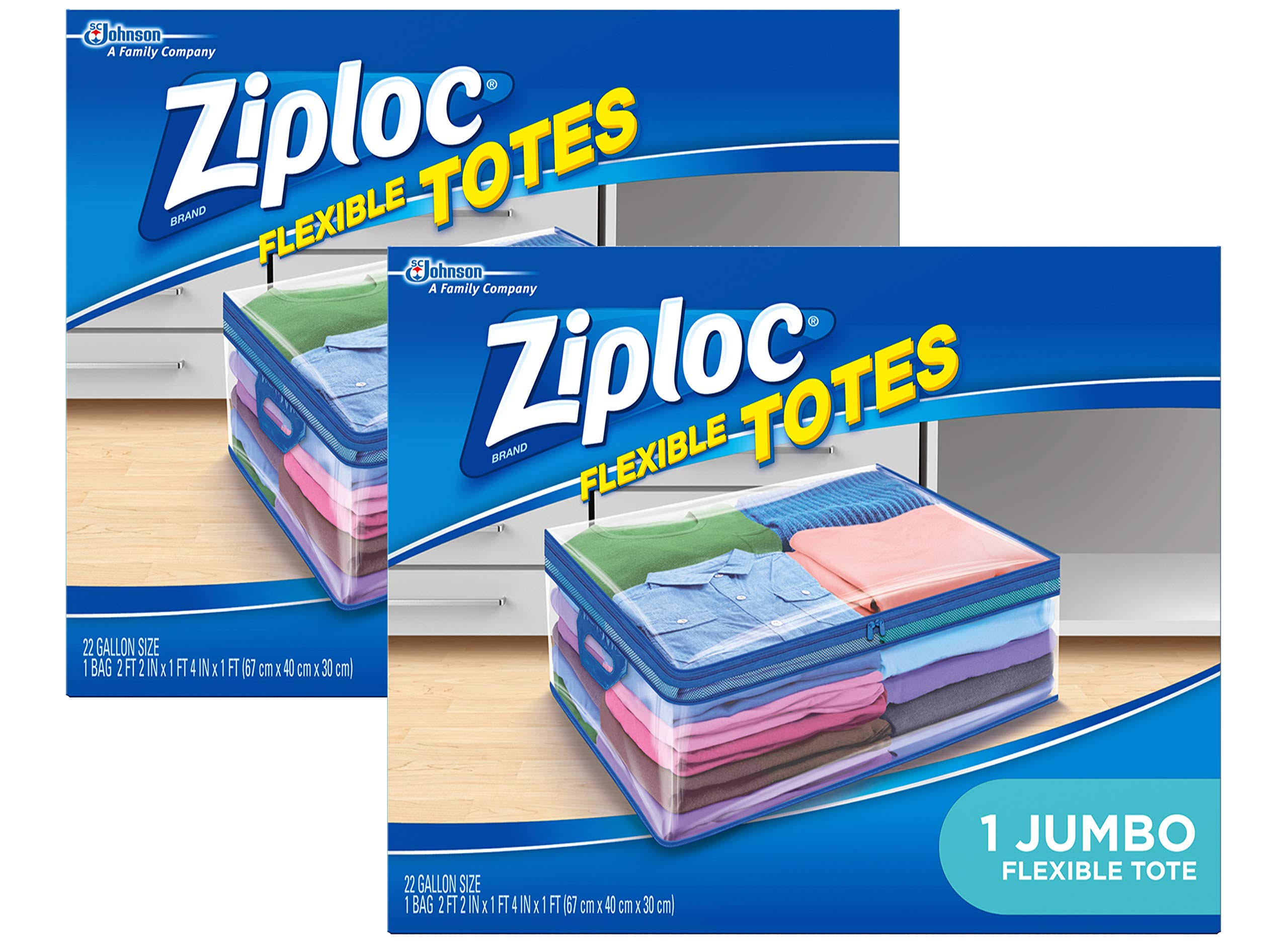 9b870b91b5a581cbe87acf3cf22020a72b551afc9a89ceaf7ae62a32b800b231.jpg Ziploc Flexible Totes, Jumbo 22 Gallon Qty: 1 Bag (Pack of 2) - Image 1