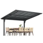 AECOJOY 12'x10' Lean to Hardtop Metal Carport Gazebo, 10x12 Outdoor Freestanding Pergola Gazebo
